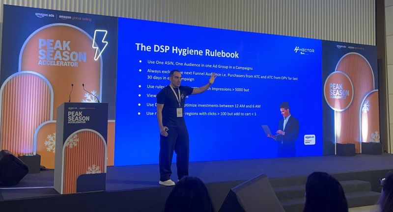 Meher Patel presenting at the Amazon Peak Season Accelerator in Mumbai