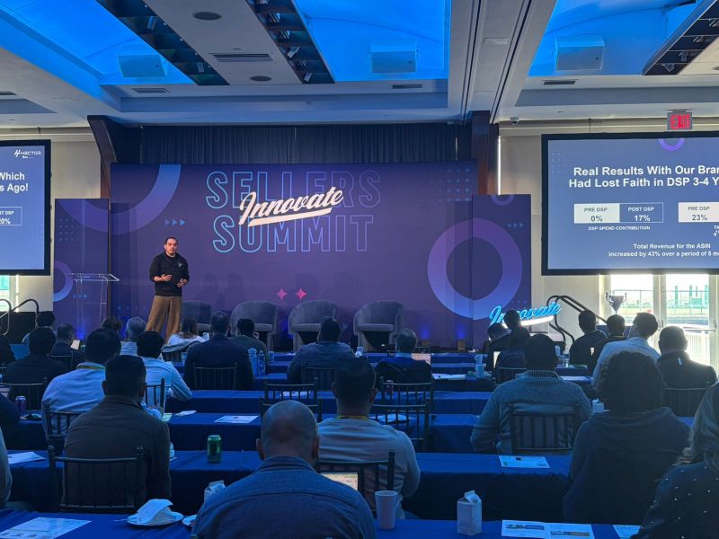 Meher Patel presenting The Amazon DSP & AMC Playbook at Innovate Show 2025 in New York